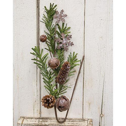 Rusty Glitter Bell & Snowflake Pine Spray, 24" - The Fox Decor