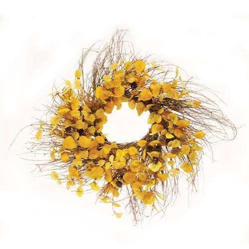 Penny Leaf Wreath, 26", Mustard - The Fox Decor