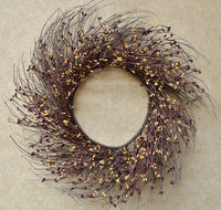 Thumbnail for Burgundy/Gold Pip Twig Wreath, 22