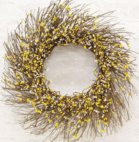 Thumbnail for Yellow & Cream Pip Twig Wreath, 22