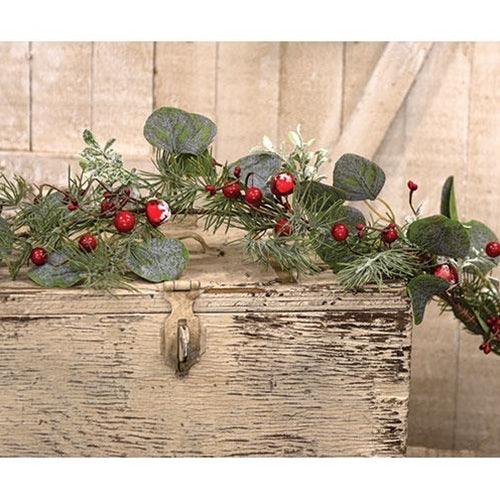 Snowy Holiday Red Berry & Bell Garland - The Fox Decor
