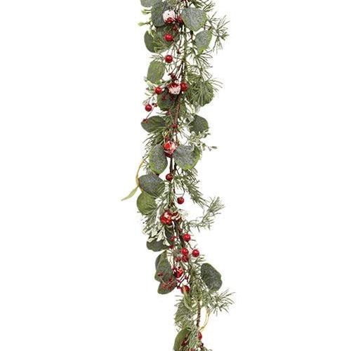 Snowy Holiday Red Berry & Bell Garland - The Fox Decor