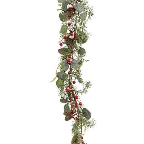 Snowy Holiday Red Berry & Bell Garland