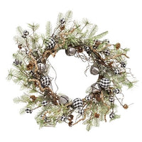 Thumbnail for Black & White Country Gingham Bells Wreath, 24