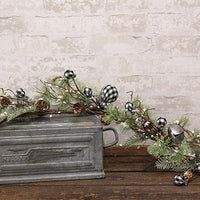 Thumbnail for Black & White Country Gingham Bells Garland