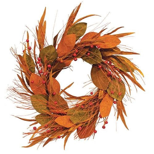 Fall Magnolia, Pine, & Podka Wreath, 24"