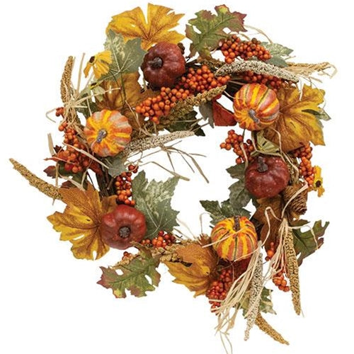 Pumpkin Harvest & Berry Wreath, 20"