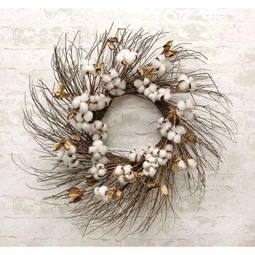 Cotton Branch Wreath, 24" - The Fox Decor