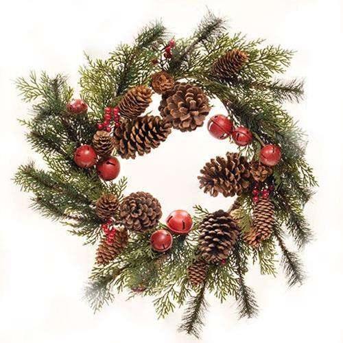Jingle Pine Wreath, 22" Christmas Decor - The Fox Decor