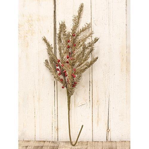 Red Bell Glitter Pine Spray, 34" - The Fox Decor