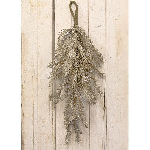 Silver Bell Glitter Pine Drop, 30" - The Fox Decor