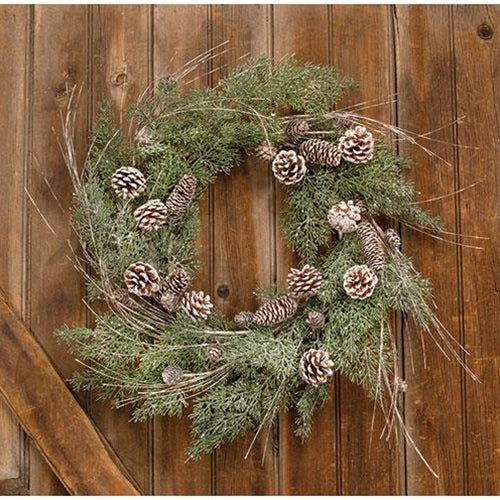 Birch Tipped Cedar Wreath, 24"
