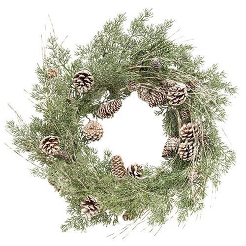 Birch Tipped Cedar Wreath, 24"