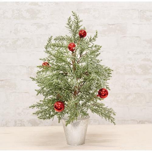 Potted Festive Snow Tree, 19" - The Fox Decor