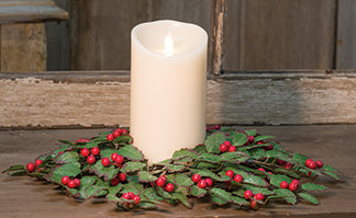 Holly & Berry Candle Ring, 4.5"/15"