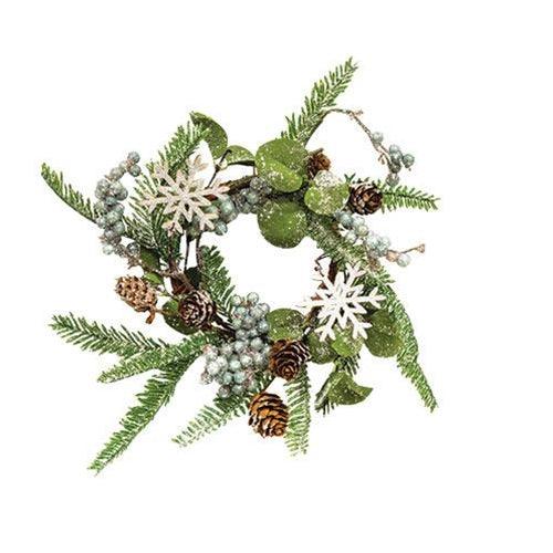 Frosted Fir Berry & Snowflake Candle Ring - The Fox Decor