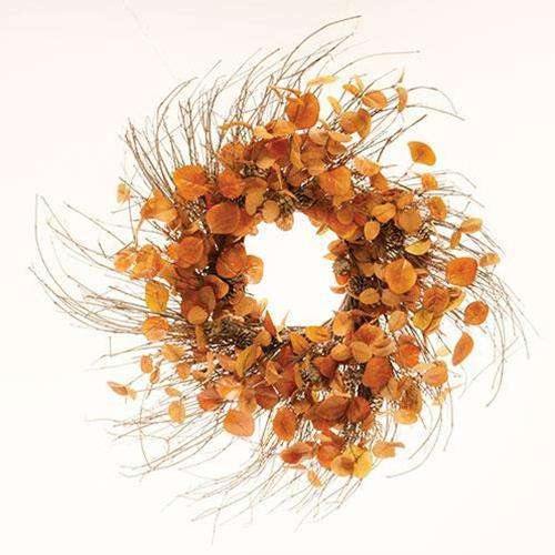 Penny Leaf Wreath, 26", Red - The Fox Decor