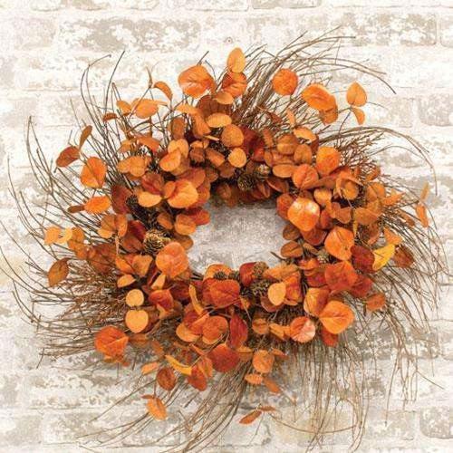 Penny Leaf Wreath, 26", Red - The Fox Decor