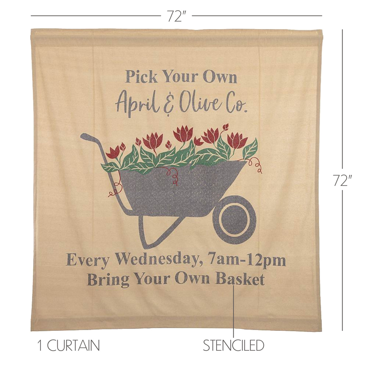 Farmer's Market Wheelbarrow Shower Curtain 72"x72" - The Fox Decor