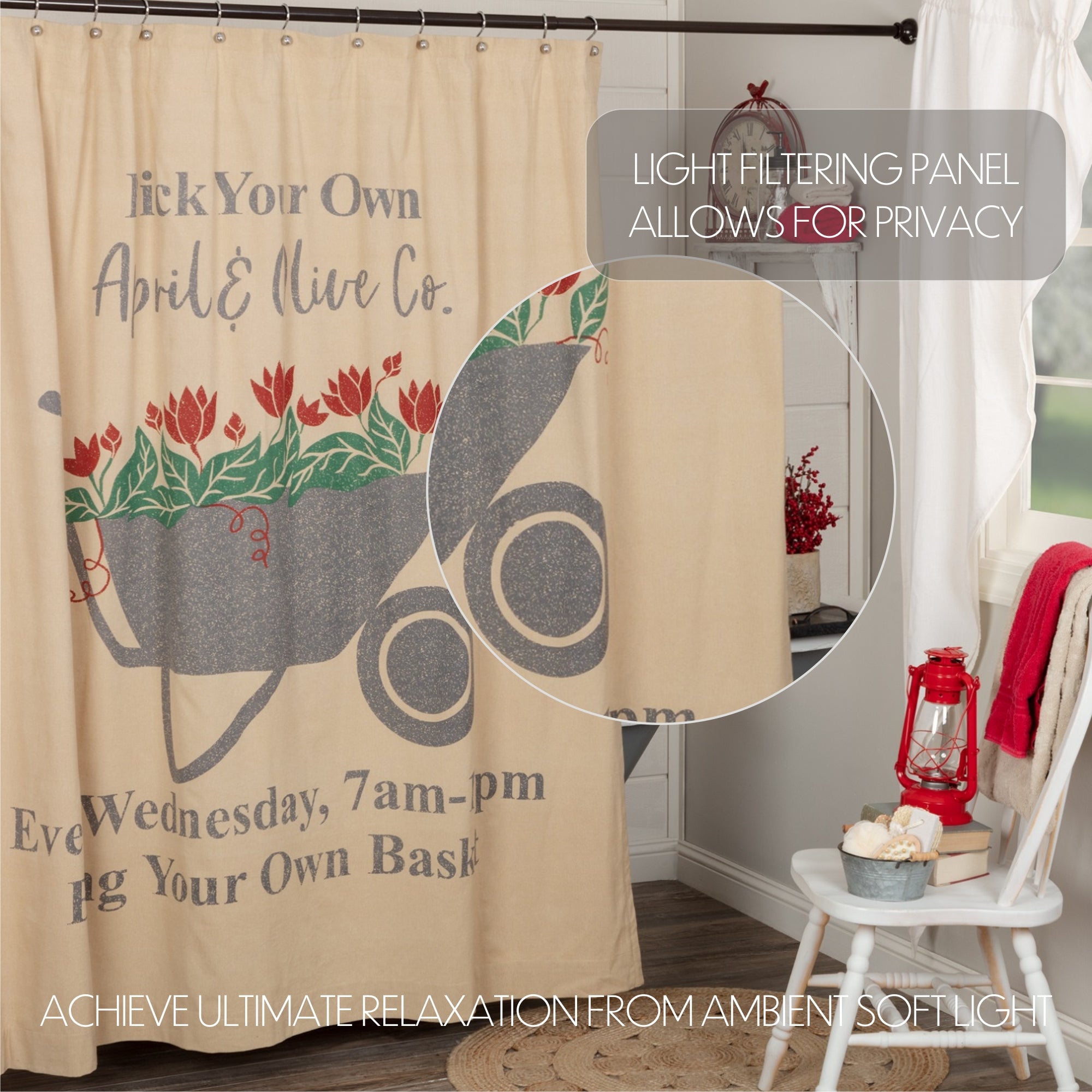Farmer's Market Wheelbarrow Shower Curtain 72