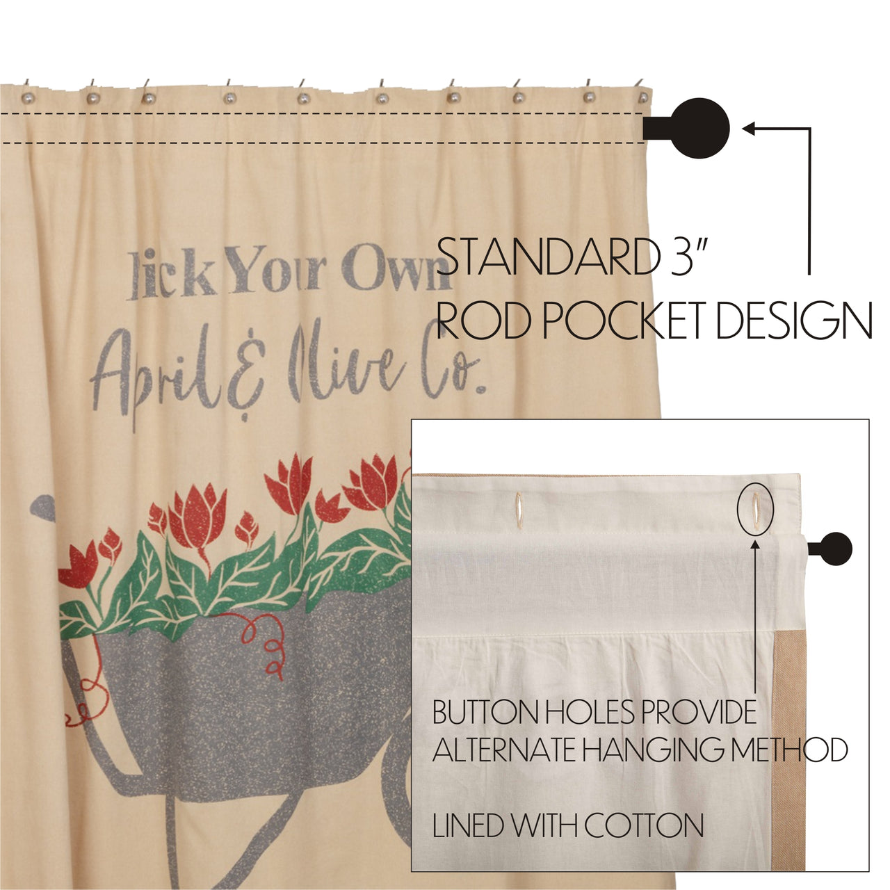 Farmer's Market Wheelbarrow Shower Curtain 72"x72" - The Fox Decor