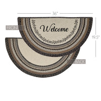 Thumbnail for Floral Vine Jute Half Circle Welcome Braided Rug w/ Pad 19.5