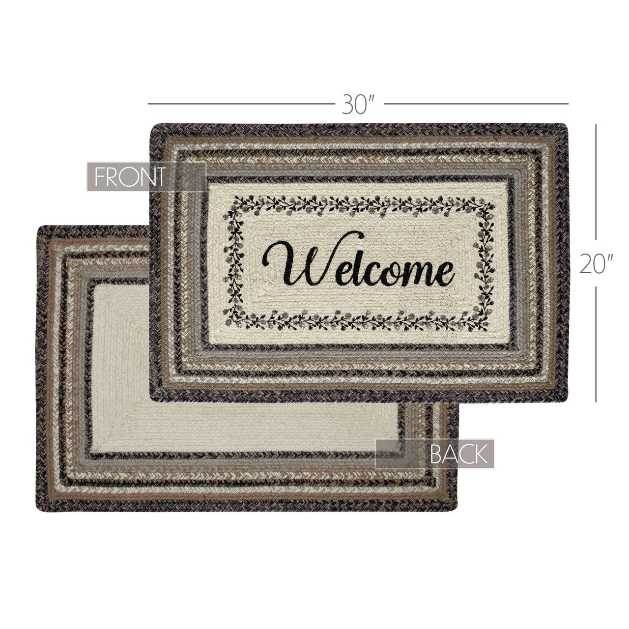 Floral Vine Jute Braided Rug Rect 20"x30" VHC Brands - The Fox Decor