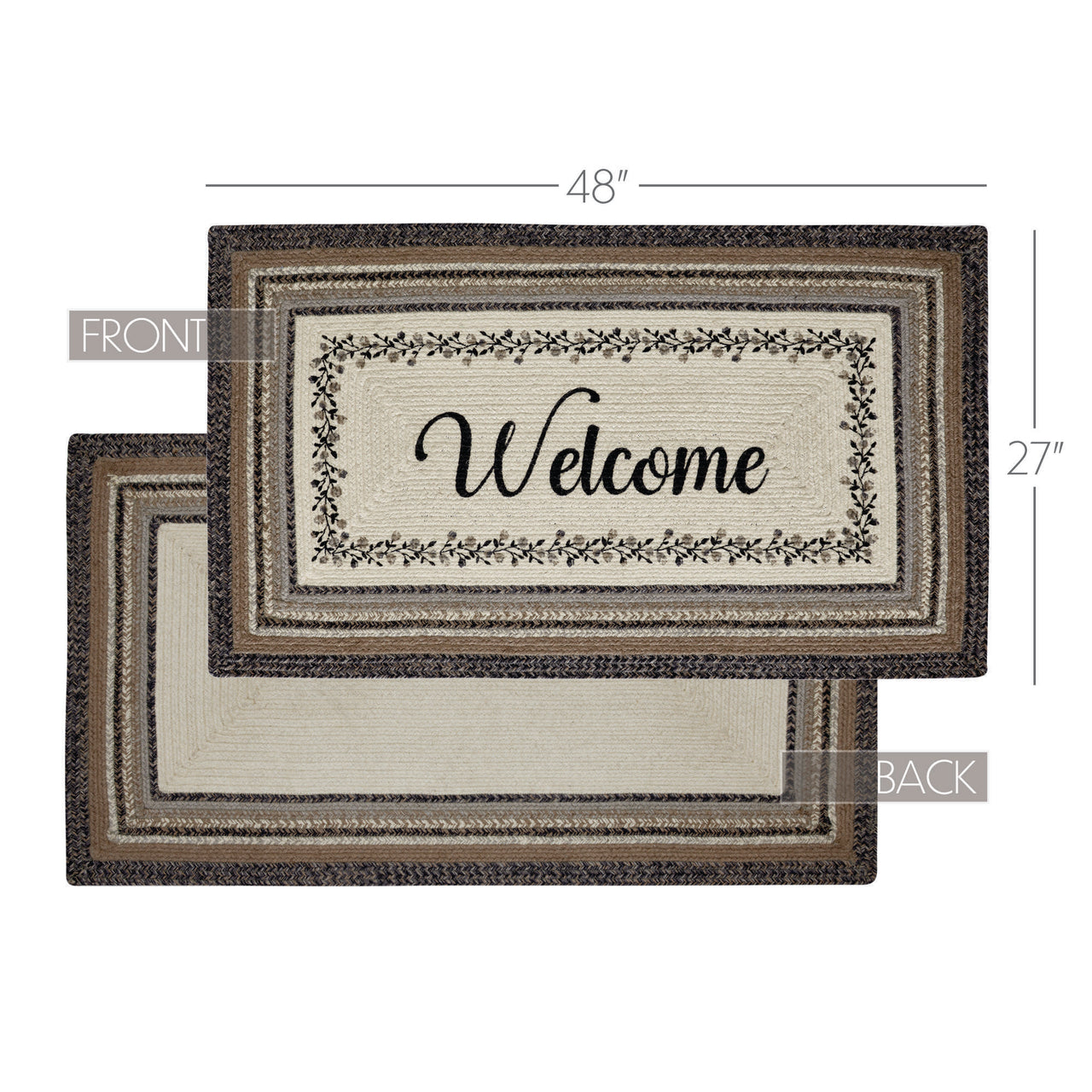 Floral Vine Jute Braided Rug Rect. with Rug Pad 27"x48" VHC Brands - The Fox Decor