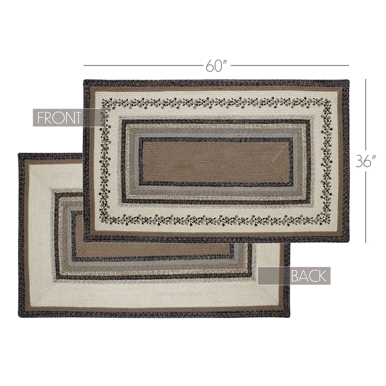 Floral Vine Jute Rectangle Braided Rug 3'x5' (36"x60") VHC Brands - The Fox Decor