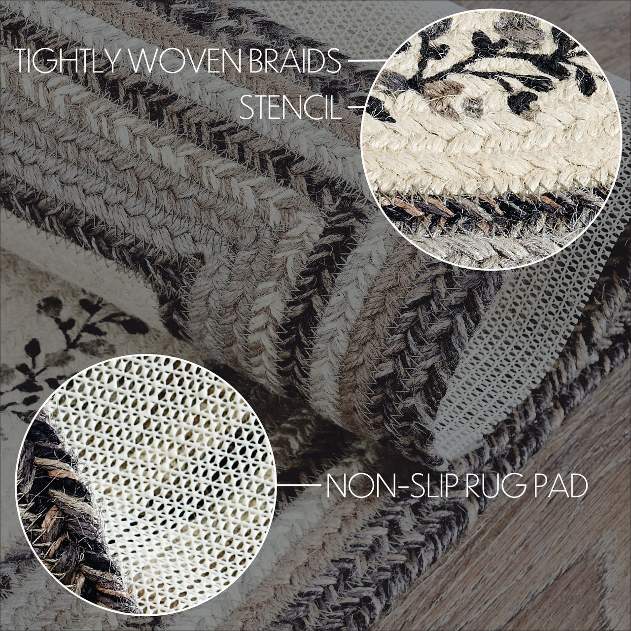 Floral Vine Jute Rectangle Braided Rug 3'x5' (36"x60") VHC Brands - The Fox Decor