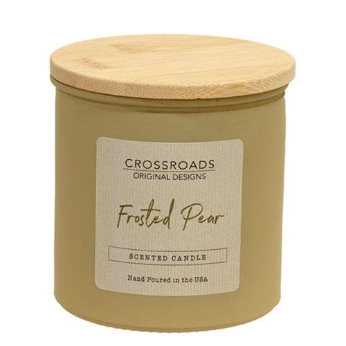 Frosted Pear 14oz Jar Candle w/Wood Lid