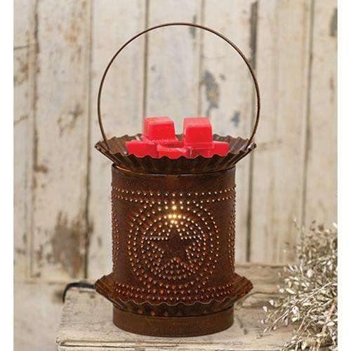 Rusty Jumbo Wax Melter w/Punched Stars - The Fox Decor