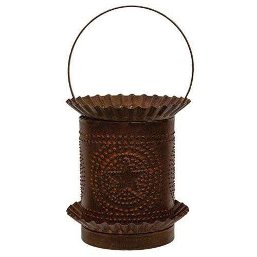 Rusty Jumbo Wax Melter w/Punched Stars - The Fox Decor