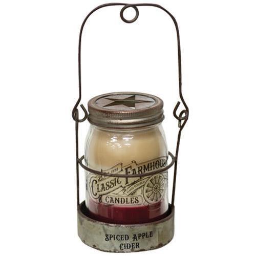 Spiced Apple Cider 3 Layer Jar Candle w/Tin Holder, 14oz - The Fox Decor