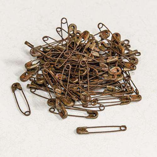100/Pkg, Rusty Safety Pins, 1" - The Fox Decor