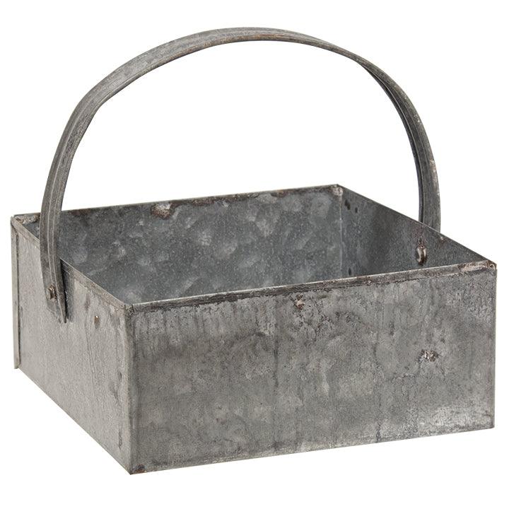 Washed Galvanized Metal Basket - The Fox Decor
