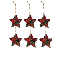 Thumbnail for 6/Set, Red & Green Plaid Star Ornaments