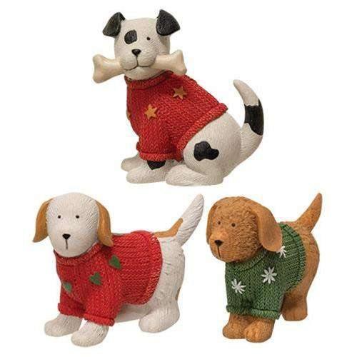 3/Set, Resin Dogs in Christmas Sweaters - The Fox Decor