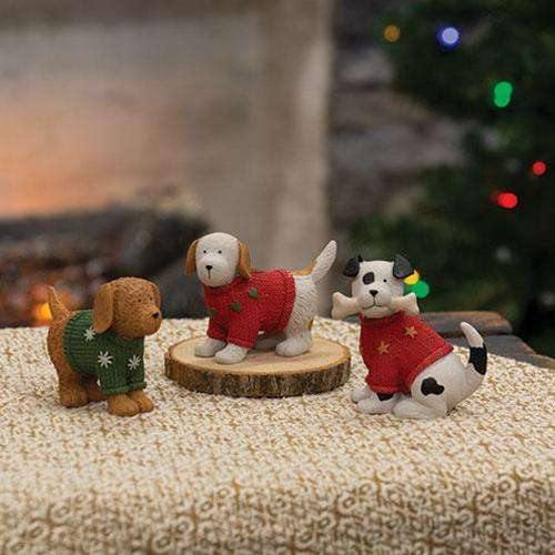 3/Set, Resin Dogs in Christmas Sweaters - The Fox Decor
