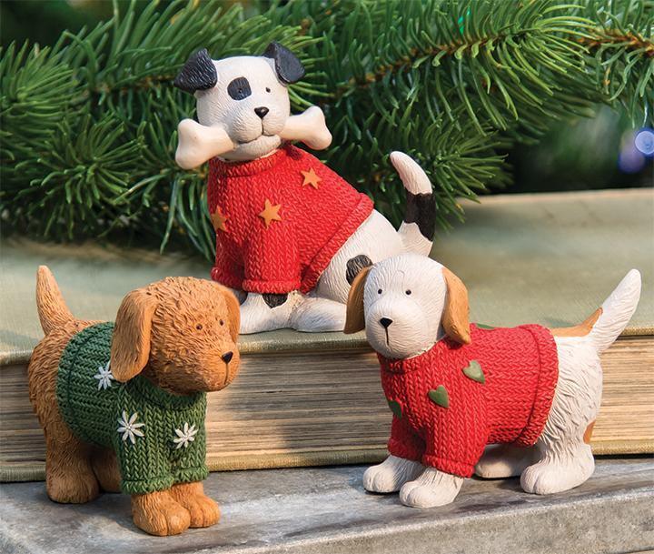 3/Set, Resin Dogs in Christmas Sweaters - The Fox Decor