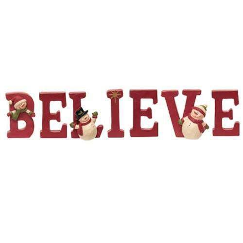 7/Set, Resin "Believe" Letters With Snowmen - The Fox Decor