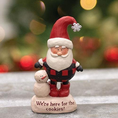 We're Here For the Cookies Resin Santa w/Snowman - The Fox Decor