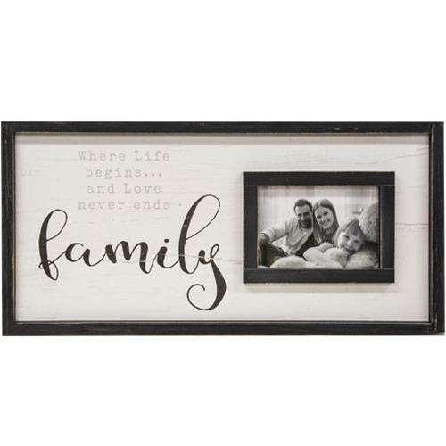 Family Framed Sign With Picture Frame, 12x24 - The Fox Decor