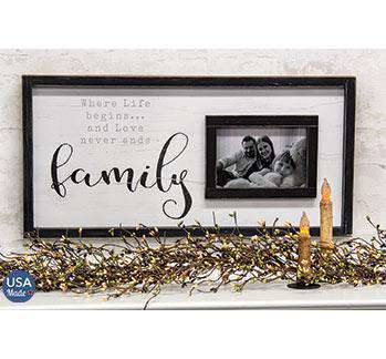 Family Framed Sign With Picture Frame, 12x24 - The Fox Decor