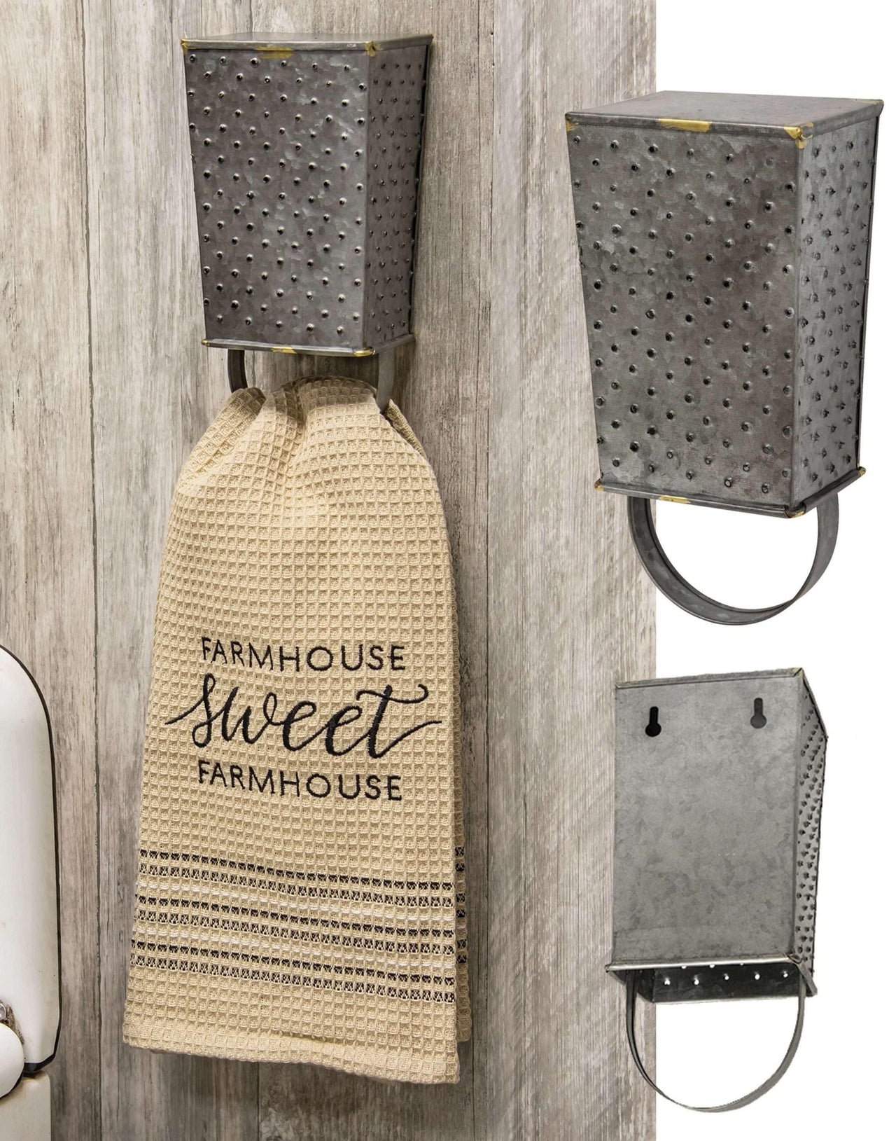Galvanized Metal Grater Dishtowel Holder - The Fox Decor