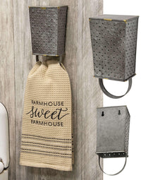 Galvanized Metal Grater Dishtowel Holder - The Fox Decor