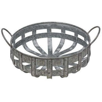 Thumbnail for Washed Galvanized Metal Basket with Handles - The Fox Decor