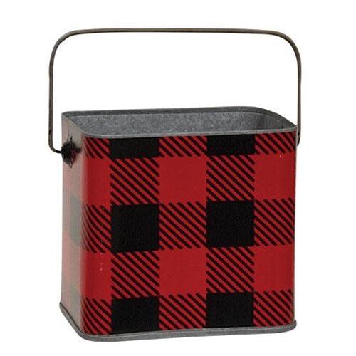 2/Set, Nesting Metal Buffalo Check Buckets - The Fox Decor