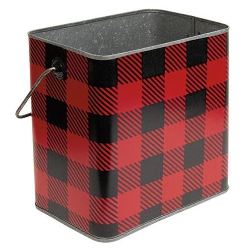 2/Set, Nesting Metal Buffalo Check Buckets - The Fox Decor