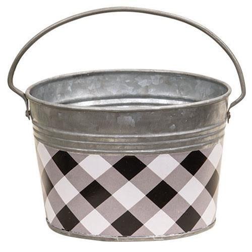 Black & White Buffalo Check Oval Pail - The Fox Decor